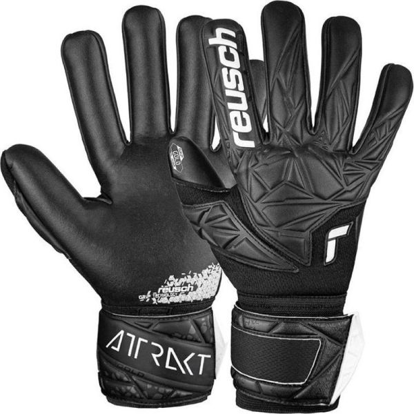 "Reusch Attrakt Gold NC" vartininko pirštinė, juodos spalvos "Reusch Attrakt Gold NC" vartininko pirštinė, juodos spalvos