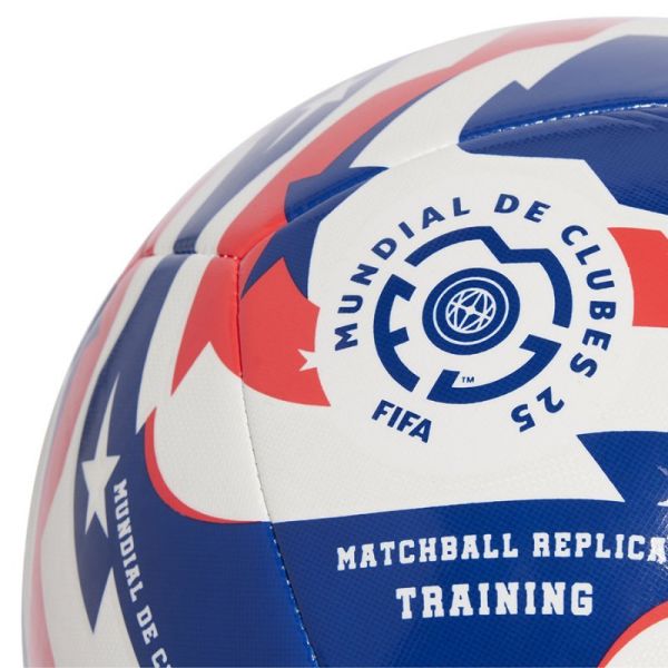 Adidas FCWC treniruočių futbolo kamuolys, mėlynos, baltos ir raudonos spalvų