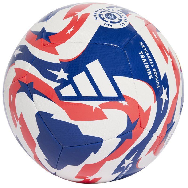 Adidas FCWC treniruočių futbolo kamuolys, mėlynos, baltos ir raudonos spalvų