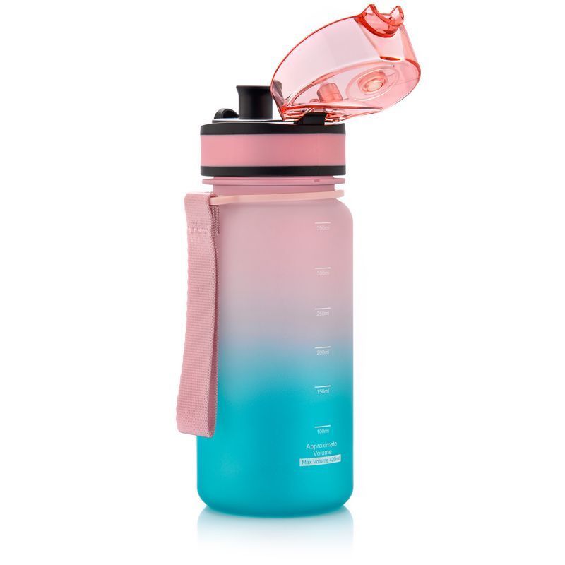 "Meteor" 350 ml rožinės/turkio spalvos sportinis buteliukas