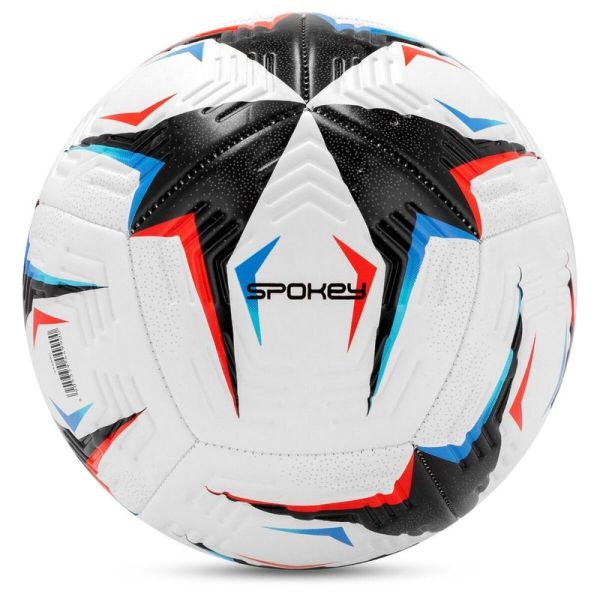 "Spokey Flick" futbolo kamuolys, 5 dydžio, baltos-juodos-mėlynos-raudonos spalvos